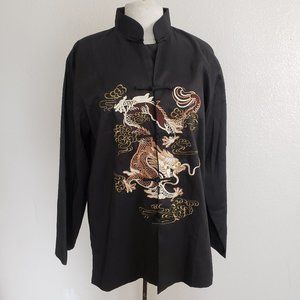 - Men's Traditional Chinese Tang Suit Satin Jacket Dragon Embroidery 40